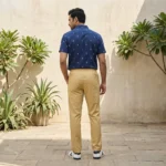 Men's beige drawstring casual trousers (5)