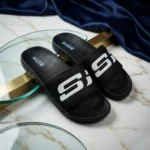 Mens black Hyper Burst recovery slider shoes with bold white logo (6)