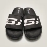Mens black Hyper Burst recovery slider shoes with bold white logo (7)