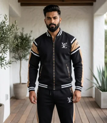 Men's black and tan premium tracksuit co ord set (1)