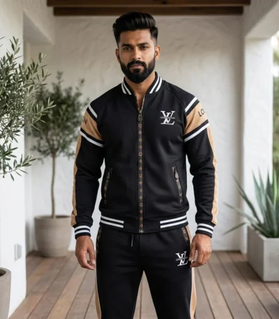 Men's black and tan premium tracksuit co ord set (1)
