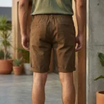 Men's brown casual shorts with drawstring waist (3)