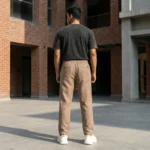 Men's brown textured casual drawstring pant (1)