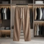 Men's brown textured casual drawstring pant (2)
