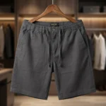 Men's charcoal grey casual half pants with drawstring (2)