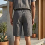 Men's charcoal grey casual half pants with drawstring (3)