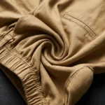 Men's khaki casual drawstring half pants with pockets (4)