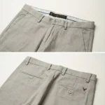 Men's light grey slim fit formal trousers with cuffed hem (4)