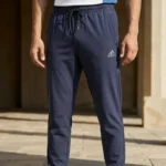 Men's navy blue track pants with drawstring (3)