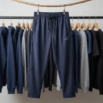 Men's navy blue track pants with drawstring (4)