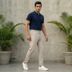 Men's premium beige drawstring tapered trousers (2)
