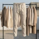 Men's premium beige drawstring tapered trousers (3)