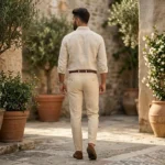 Men's premium beige linen trousers (4)