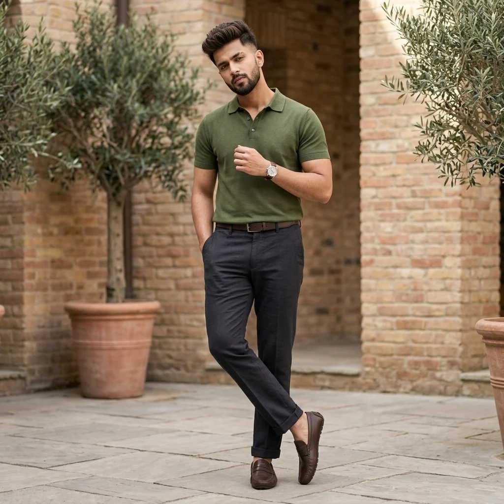 Men's premium charcoal grey tailored formal trousers with cuffed hem (3)