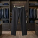 Men's premium charcoal grey tailored formal trousers with cuffed hem (4)