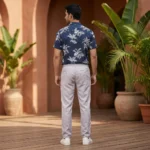 Men's premium lavender linen textured drawstring trousers (1)