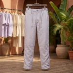 Men's premium lavender linen textured drawstring trousers (4)