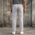 Men's premium light grey textured casual trousers (1)