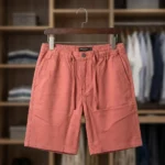 Men's premium solid coral casual half pants with drawstring waist (3)