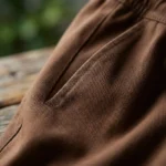 Mens solid brown knee length chino shorts with drawstring waist (1)