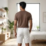 Mens solid white casual drawstring shorts (2)