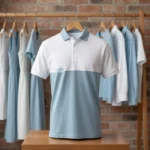 Men's white and blue color block polo t shirt with short sleeves (1)