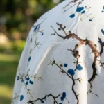 Men's white casual shirt with blue floral print (4)