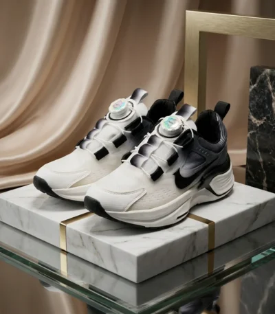 Nike mens white and black chunky sports shoes with dial lacing (3)
