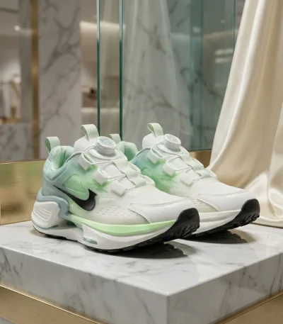 Nike mens white and mint green chunky tech sneakers with dial lacing (3)