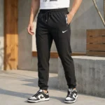 Premium men's black athletic jogger track pants (2)