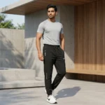 Premium men's black athletic jogger track pants (3)