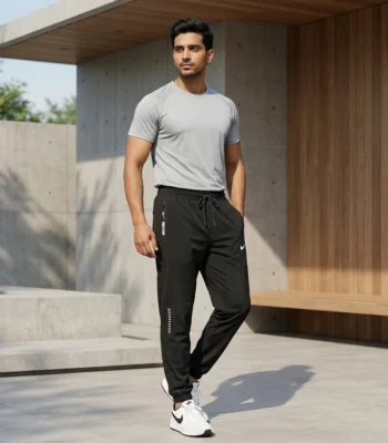 Premium men's black athletic jogger track pants (3)