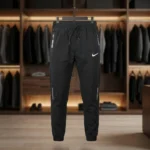 Premium men's black athletic jogger track pants (4)