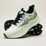 Suptromo white and light green mens running sneaker side profile (2)