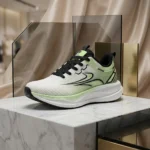 Suptromo white and light green mens running sneaker side profile (3)