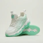 White and mint green chunky platform sneakers for women (1)