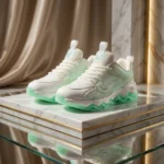 White and mint green chunky platform sneakers for women (3)
