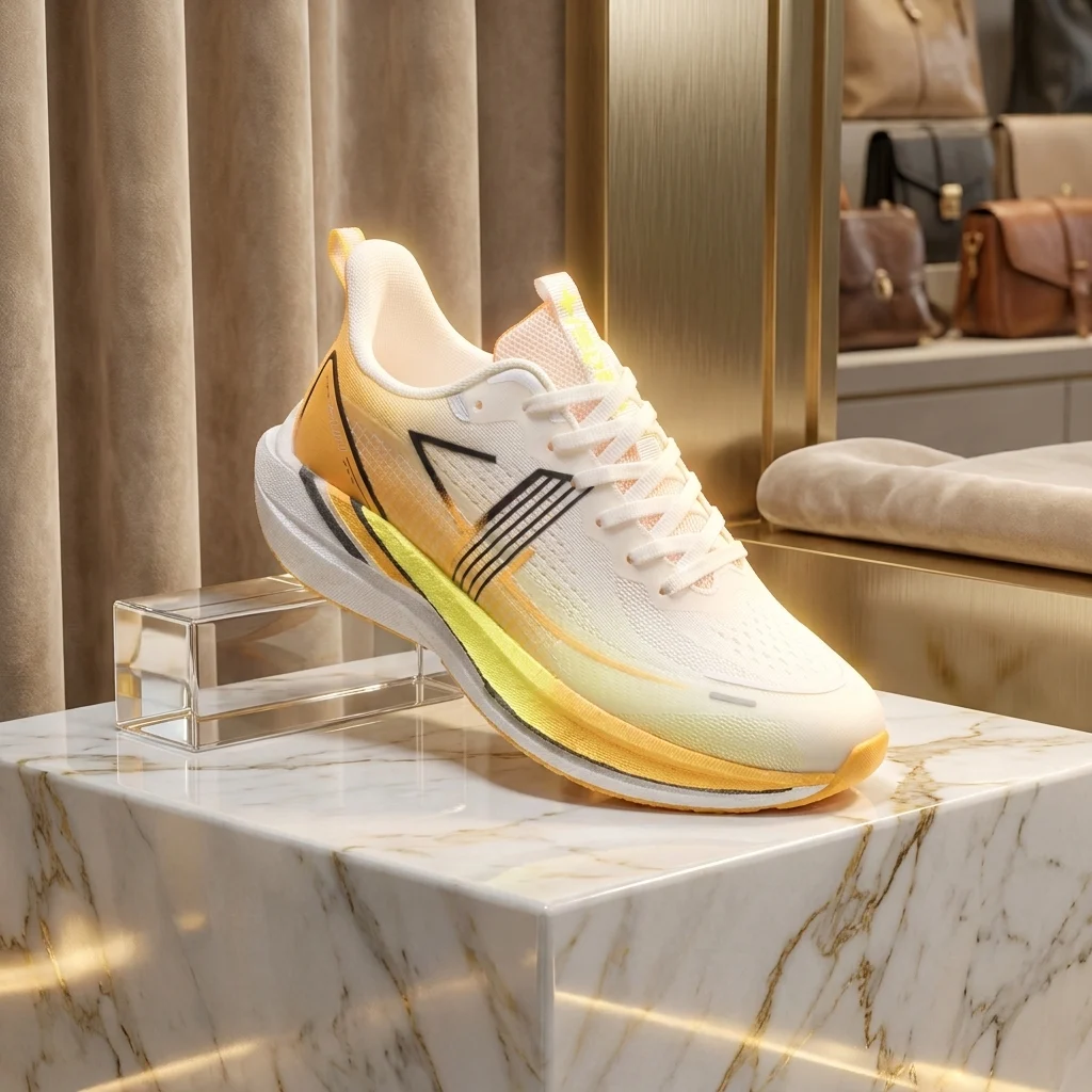 White and yellow gradient chunky running shoes with mesh upper (1) White and yellow gradient chunky running shoes with mesh upper (1)