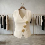 Women's cream asymmetrical formal waistcoat (3)