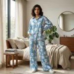 a light blue and white oversized floral co ord set (5)