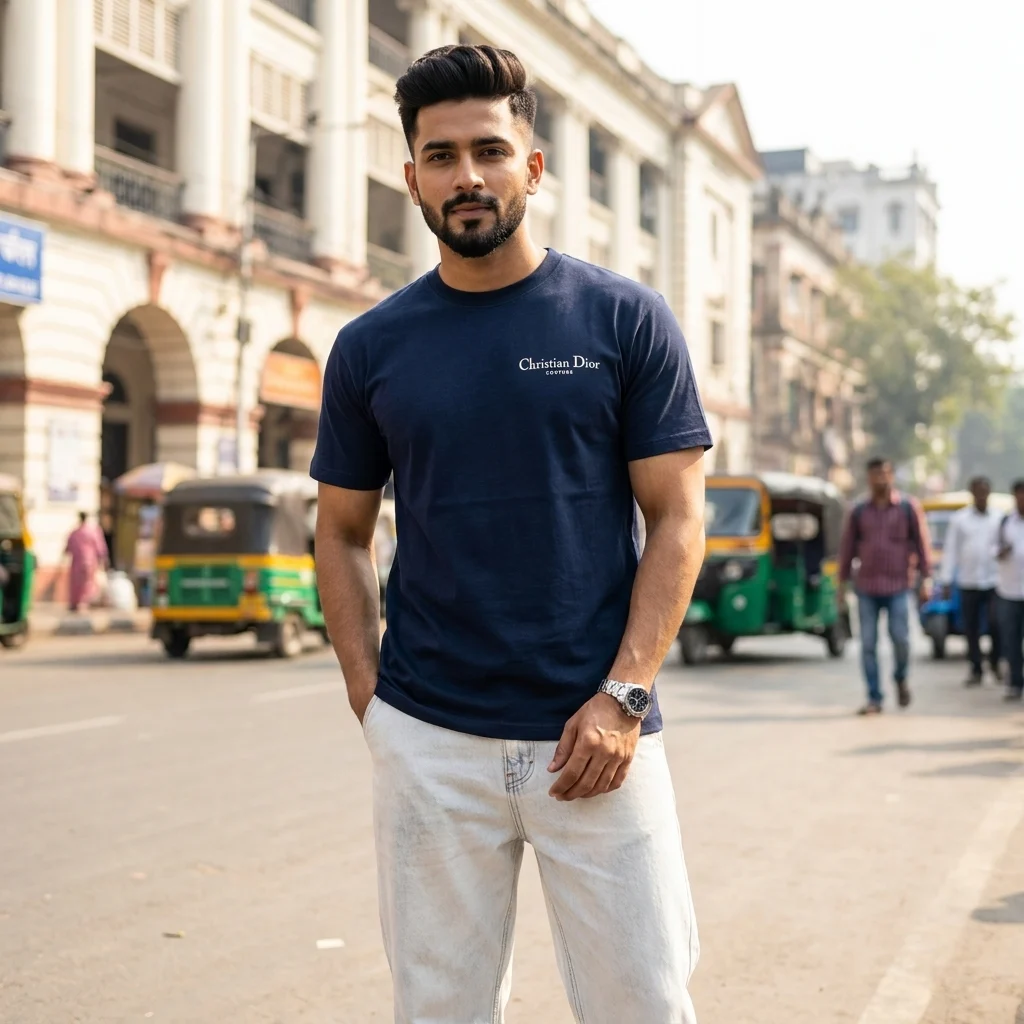 avy blue crew neck men's t shirt with a small chest print (4) avy blue crew neck men's t shirt with a small chest print (4)