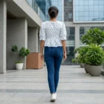 casual white and blue polka dot smocked top (2)