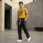 en's black relaxed fit casual trousers (3)