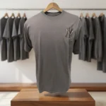 grey oversized round neck t shirt with subtle chest logo and large NY back graphic (3)