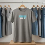 grey short sleeve casual t shirt with Scooter Mode On front text (1)