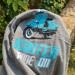 grey short sleeve casual t shirt with Scooter Mode On front text (4)