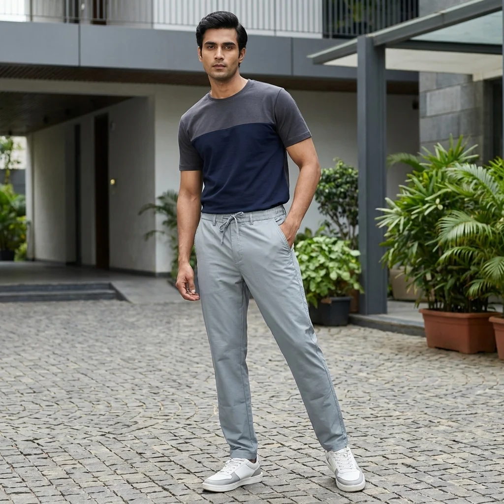 light grey casual drawstring trousers (2)