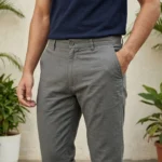 man wearing slim fit grey cuffed trousers (2)