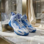men blue and white high top basketball shoe (3)