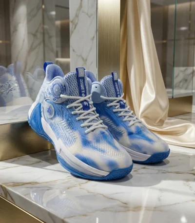 men blue and white high top basketball shoe (3)